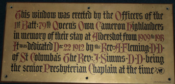 Plaque commemorating gift of the Cameron Highlanders